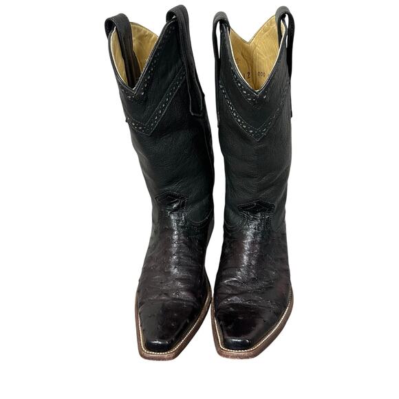 Cuadra Men\'s 7 Black Full Quill Ostrich Western Cowboy Boots Made in Mexico